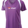  James & Nicholson Ladies' Running-T (paars/wit) Thumbnail